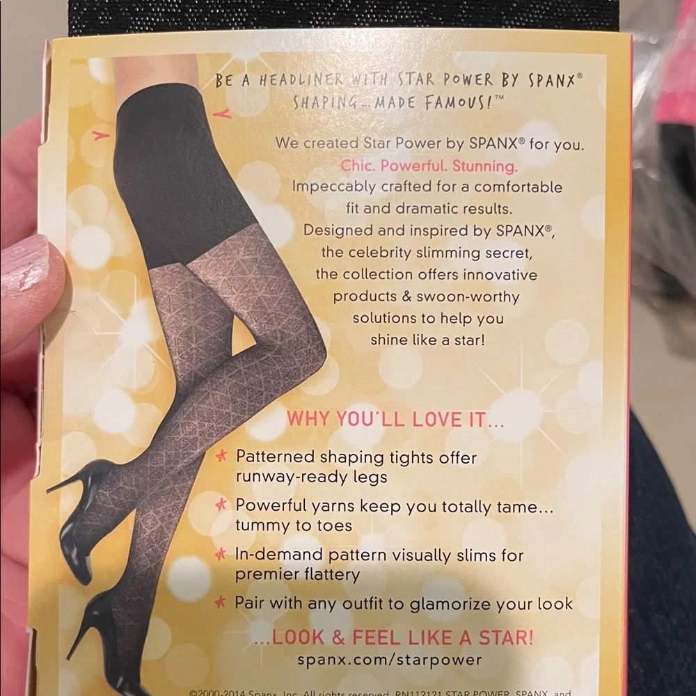 2 pair Sz B Spanx Star Power Center Stage‎ Noveau Patterned Shaping Tights Black